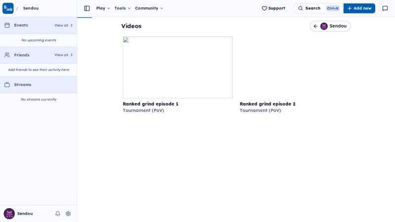 User vods page