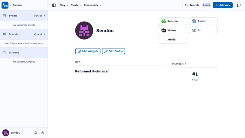 User edit widgets page